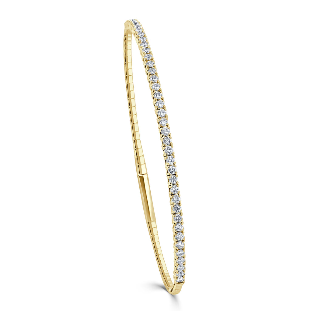 14K Gold Diamond Flexible Bangle - Yellow