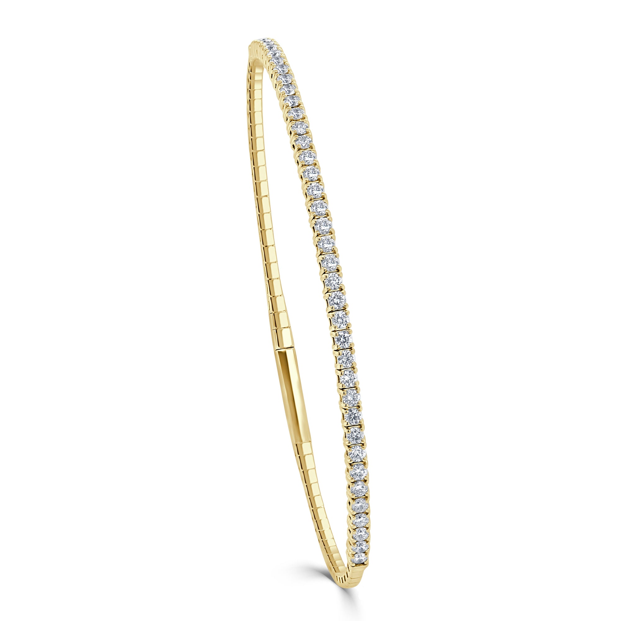 14K Gold Diamond Flexible Bangle - Yellow