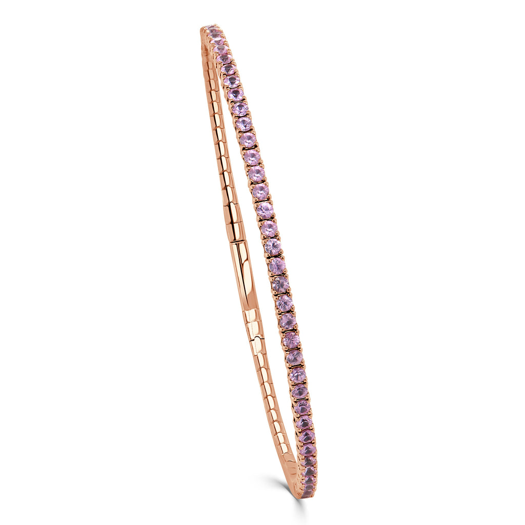 14K Gold Pink Sapphire Flexible Bangle – 1.85ct -Rose