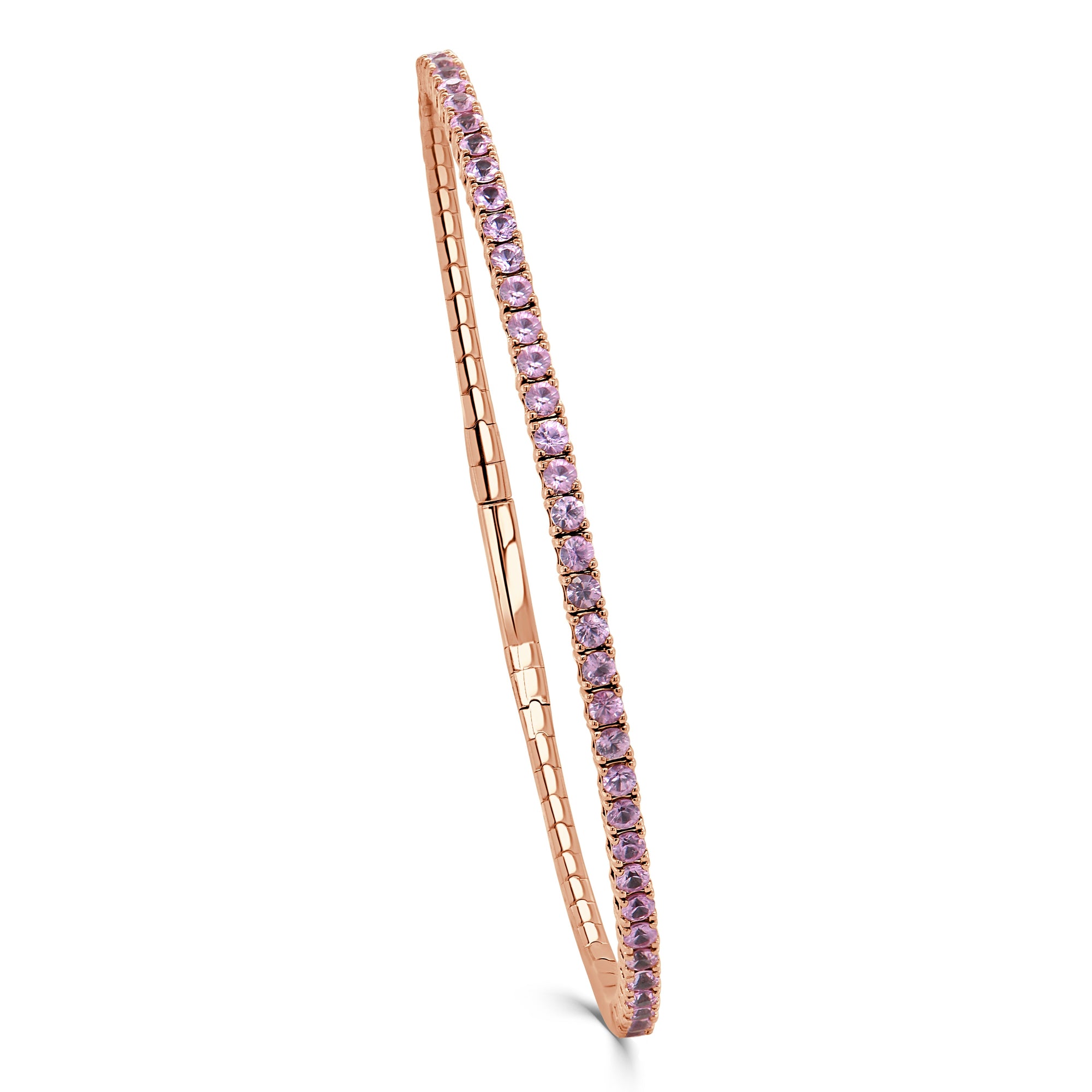 14K Gold Pink Sapphire Flexible Bangle – 1.85ct -Rose