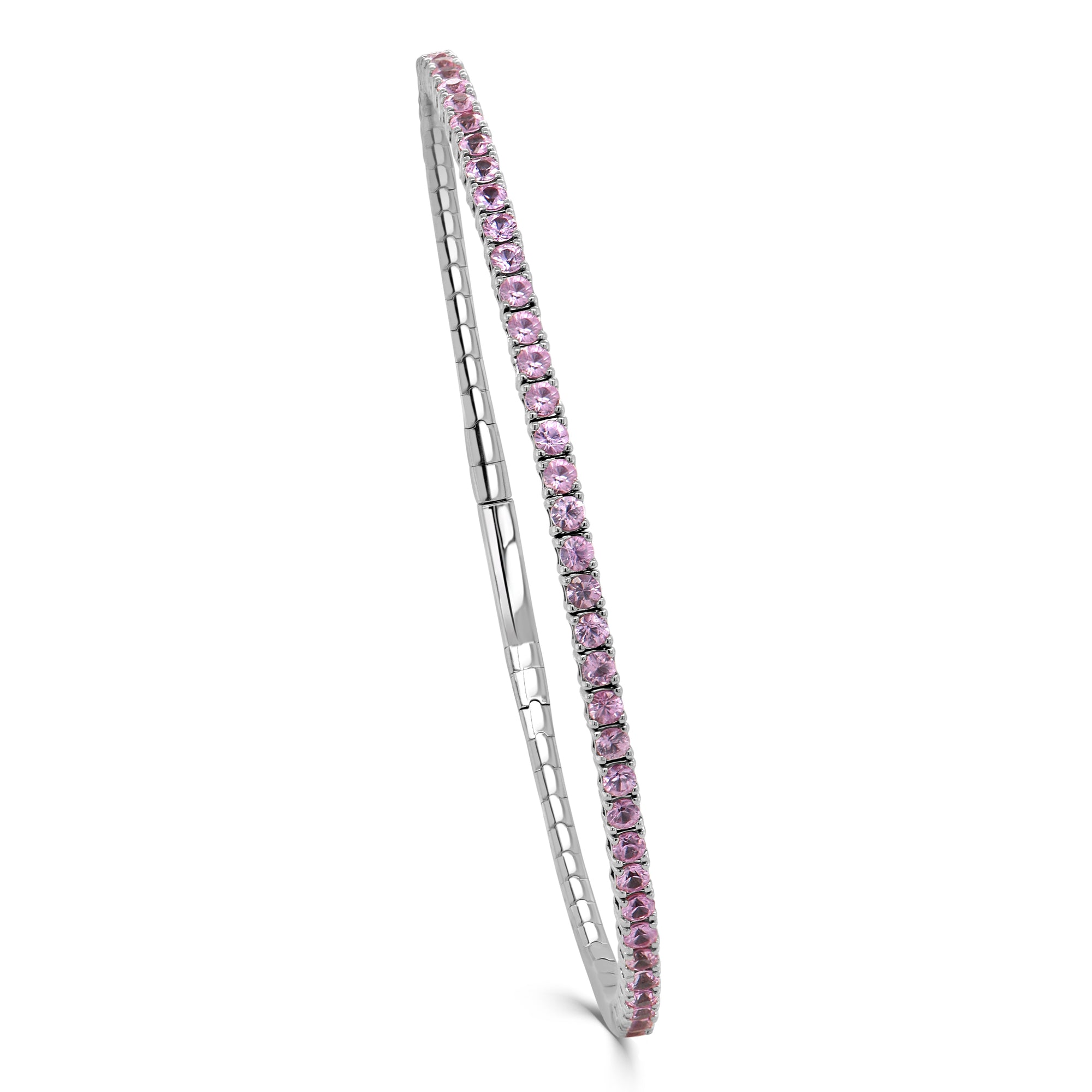 14K Gold Pink Sapphire Flexible Bangle – 1.85ct- White