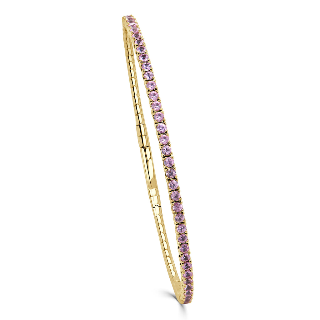 14K Gold Pink Sapphire Flexible Bangle – 1.85ct - Yellow