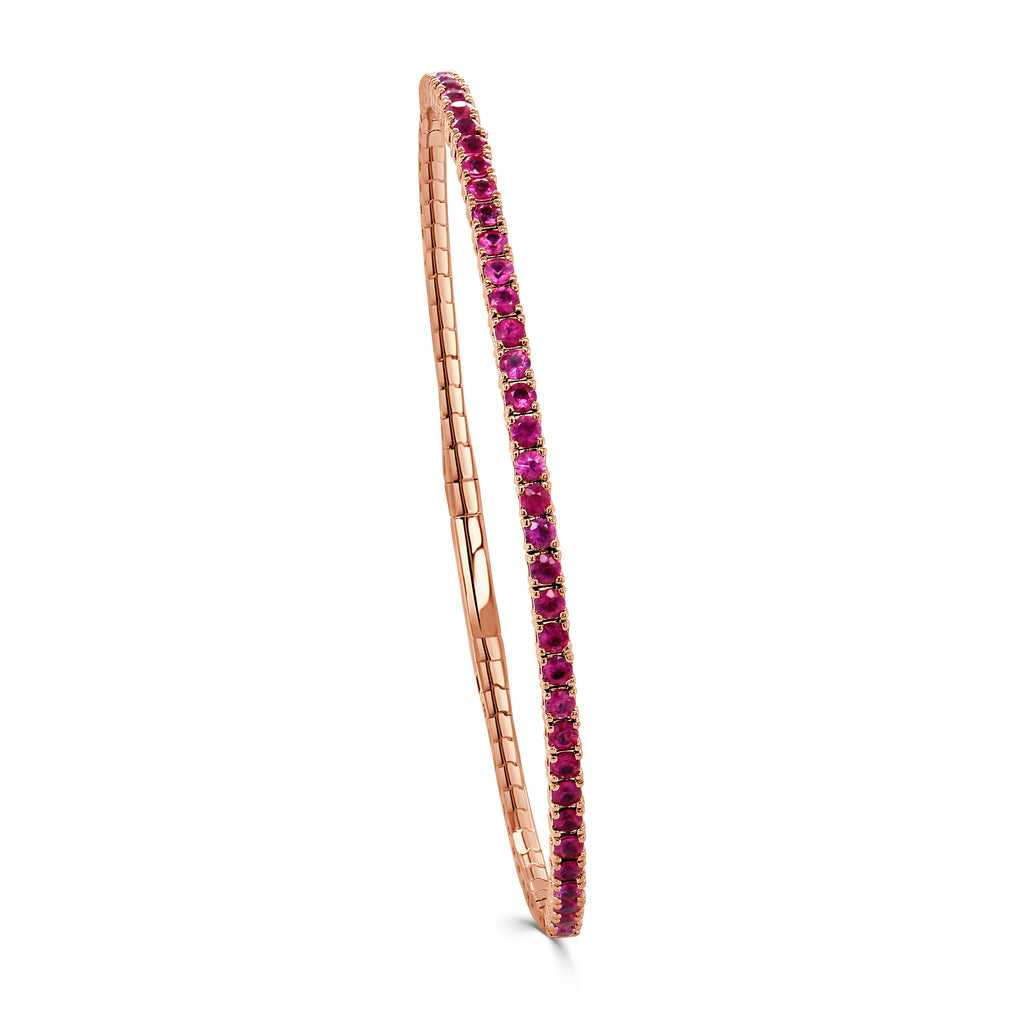 14K Gold Ruby Flexible Bangle –  1.87ct- Rose