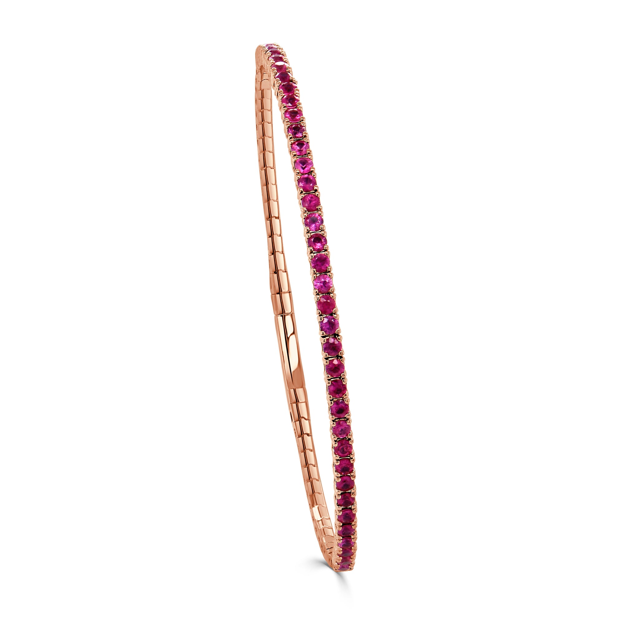 14K Gold Ruby Flexible Bangle –  1.87ct- Rose