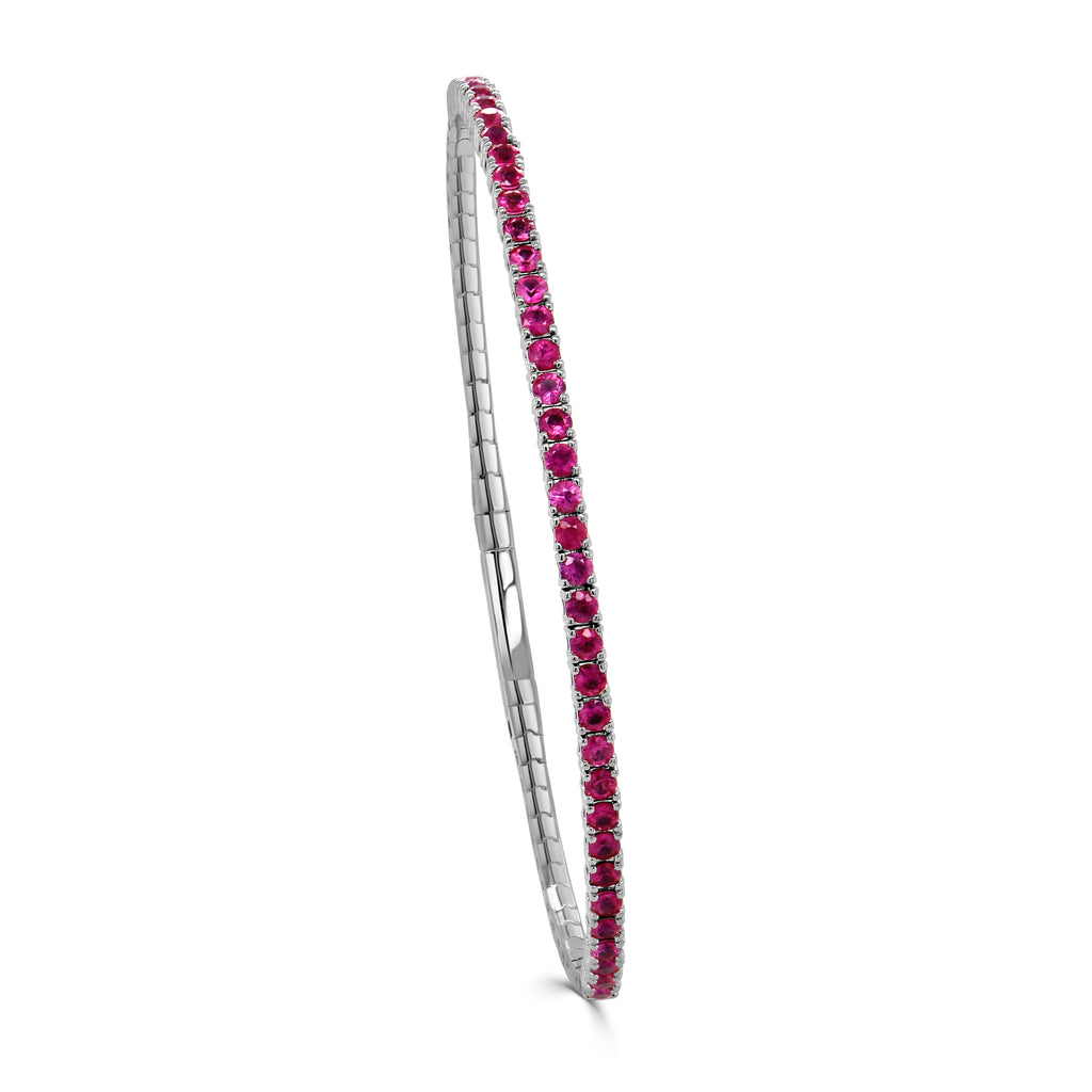 14K Gold Ruby Flexible Bangle –  1.87ct - White