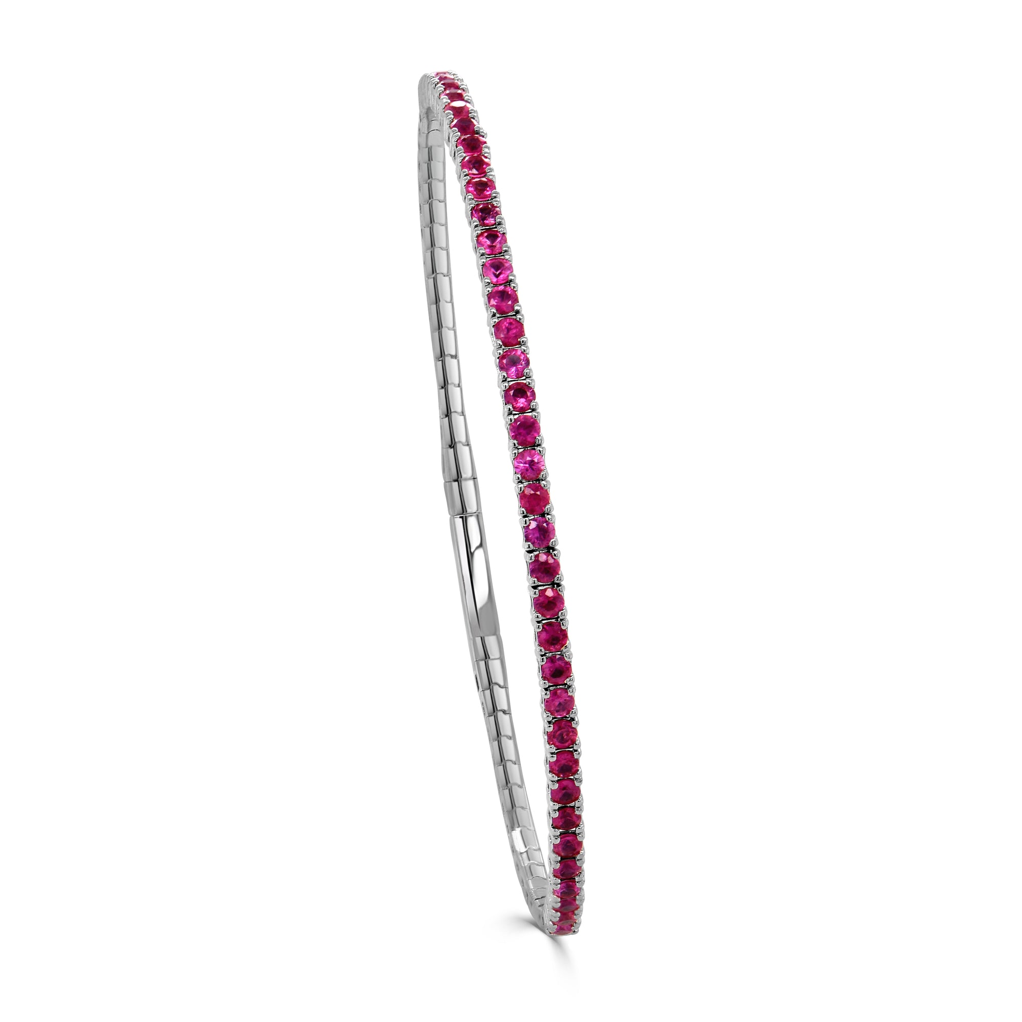 14K Gold Ruby Flexible Bangle –  1.87ct - White
