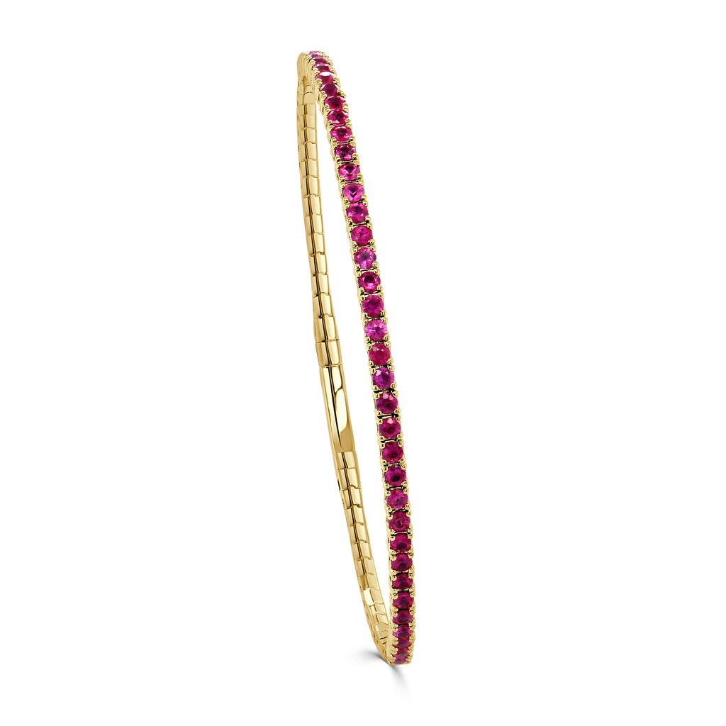 14K Gold Ruby Flexible Bangle –  1.87ct - Yellow