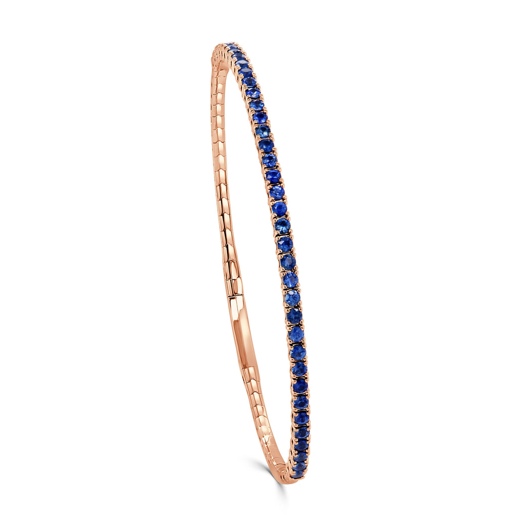 Blue Sapphire Flexible Bangle, 14K