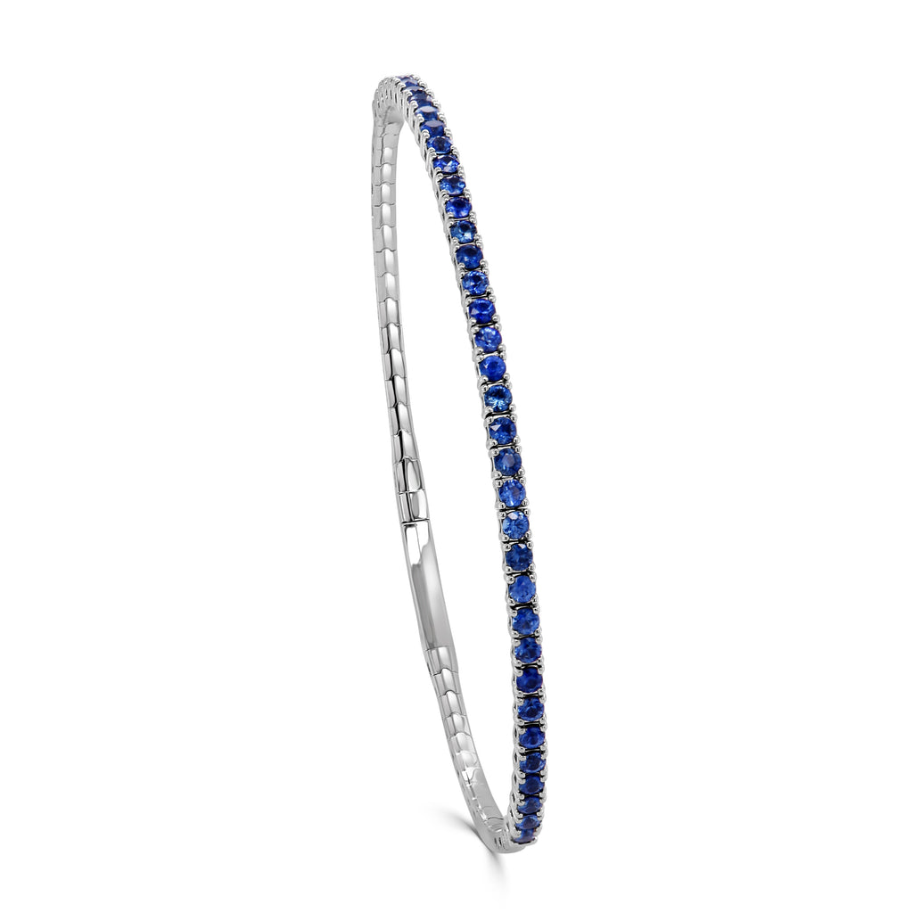 Blue Sapphire Flexible Bangle, 14K