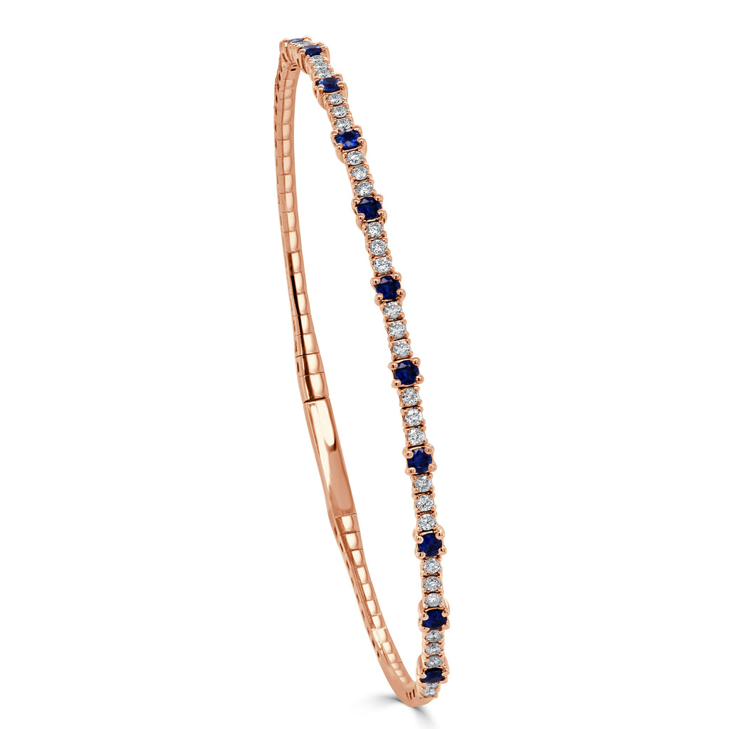 Sapphire and Diamond Flexible Bangle, 14K