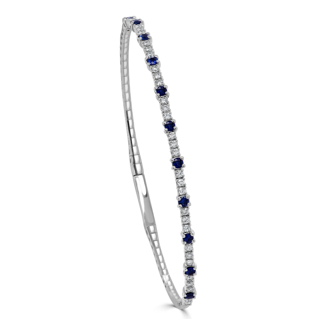 Sapphire and Diamond Flexible Bangle, 14K