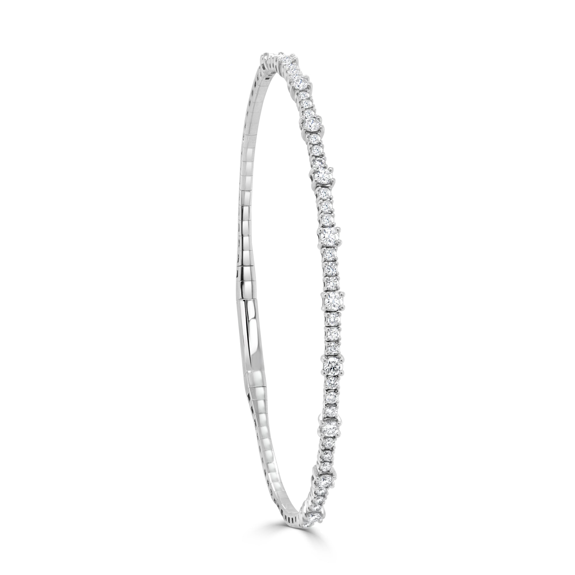 14K Gold & Diamond Flexible Bangle Bracelet - White
