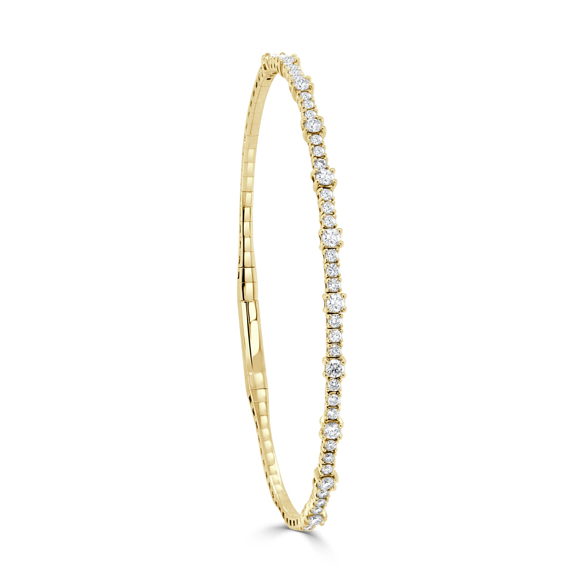 14K Gold & Diamond Flexible Bangle Bracelet - Yellow