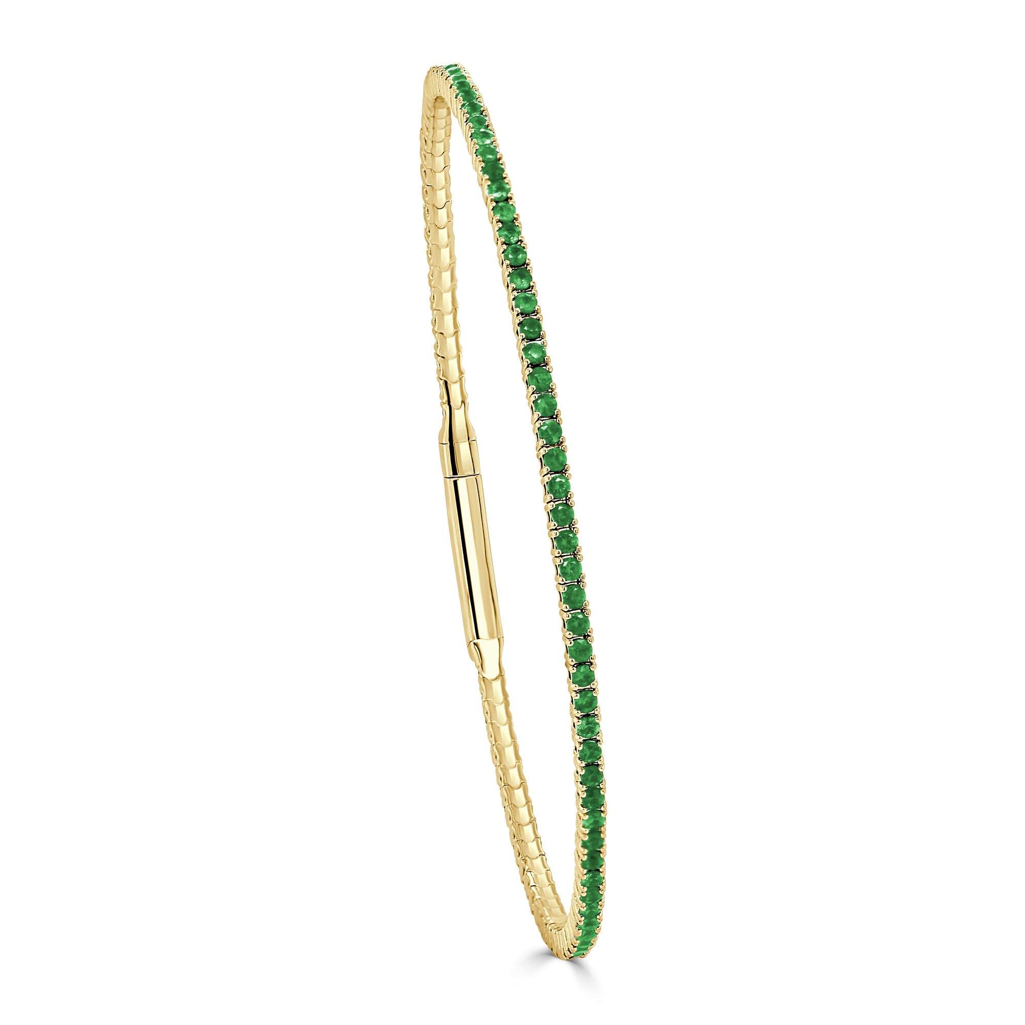 14K Gold Emerald Flexible Bangle