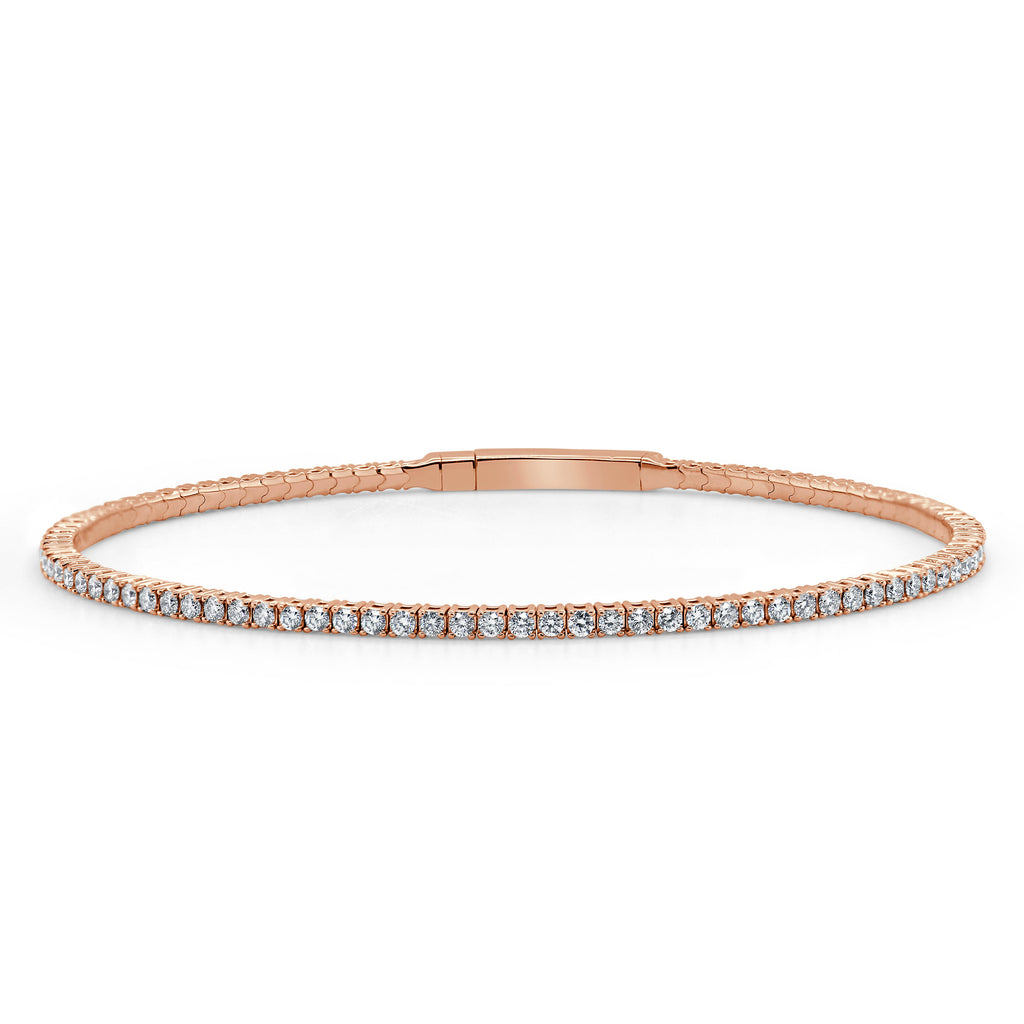 14k Gold & Diamond Flexible Bangle - Rose