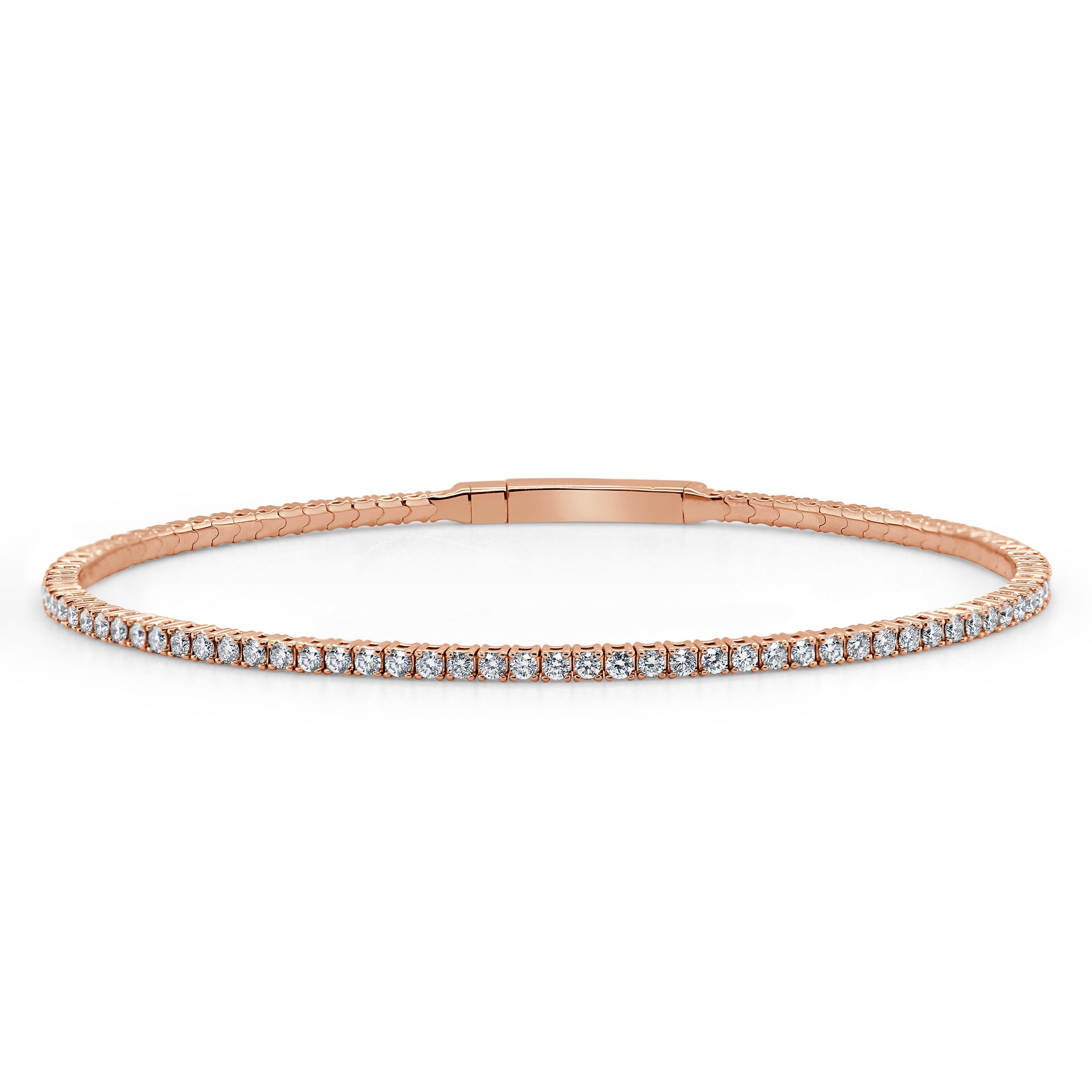 14k Gold & Diamond Flexible Bangle - Rose