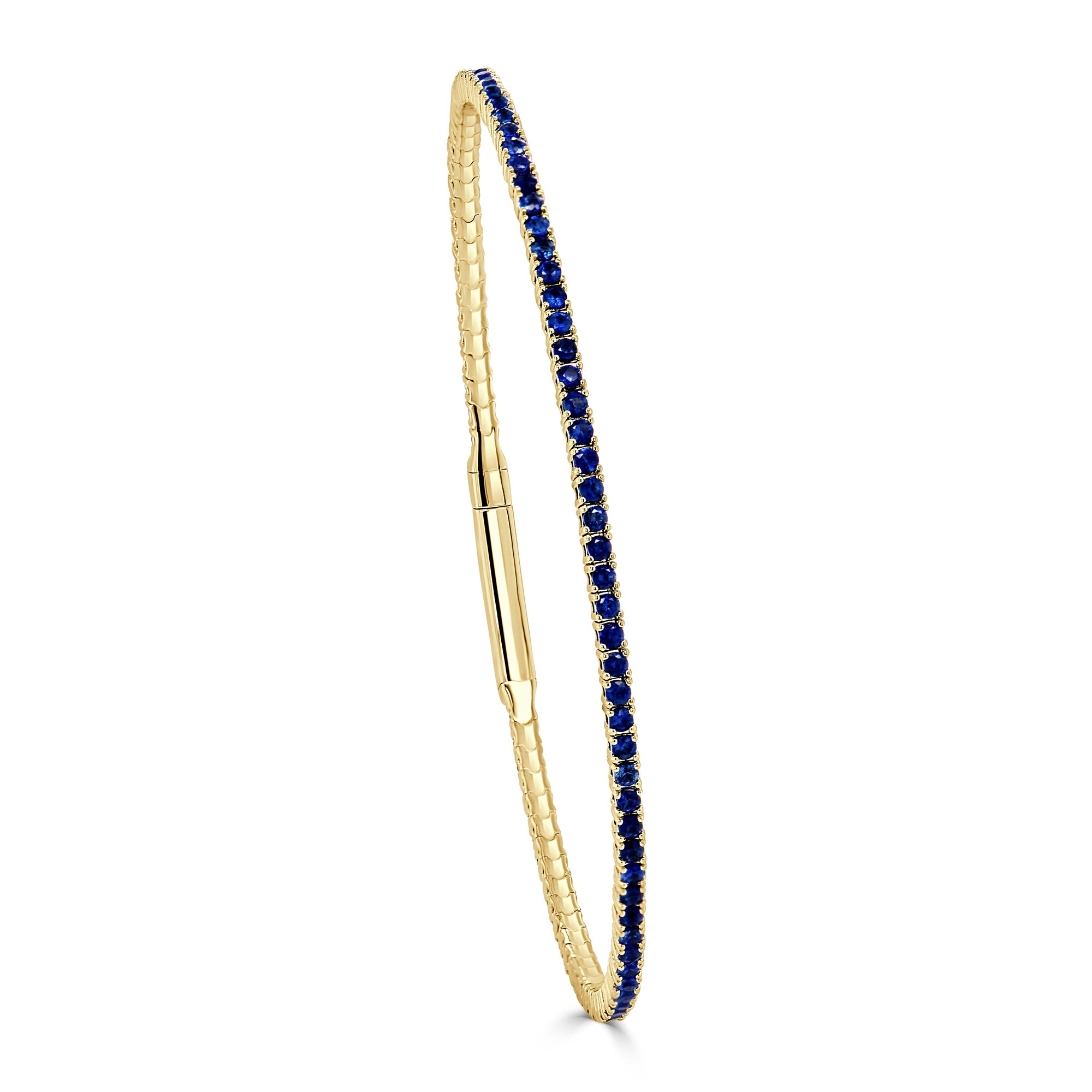 14K Gold Sapphire Flexible Eternity Bangle Bracelet - Yellow