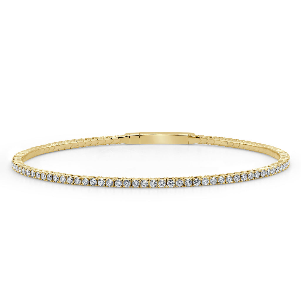 14k Gold & Diamond Flexible Bangle - Yellow