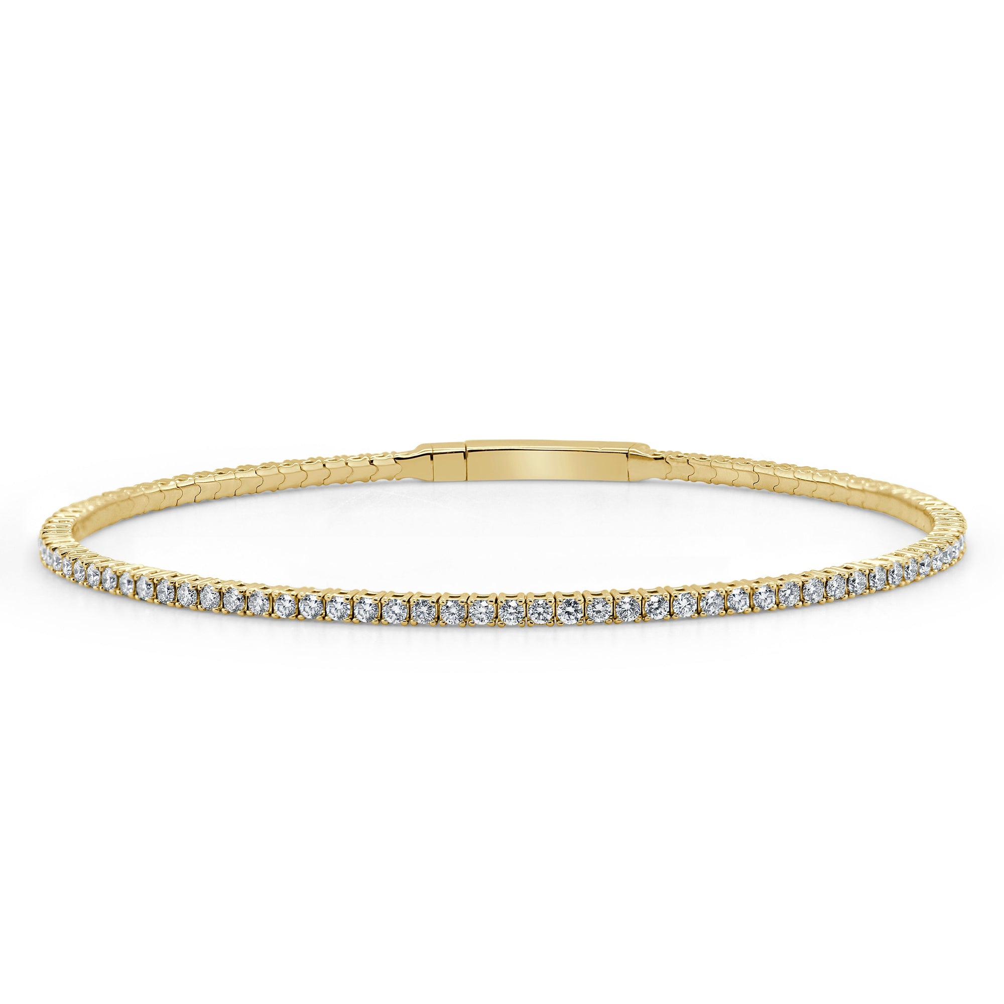 14k Gold & Diamond Flexible Bangle - Yellow