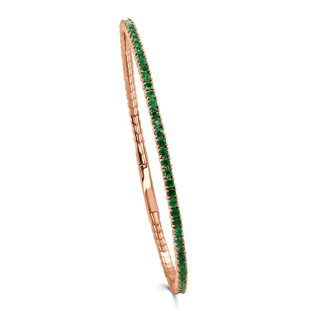 14K Gold Emerald Flexible Bangle – 2.35ct - Rose