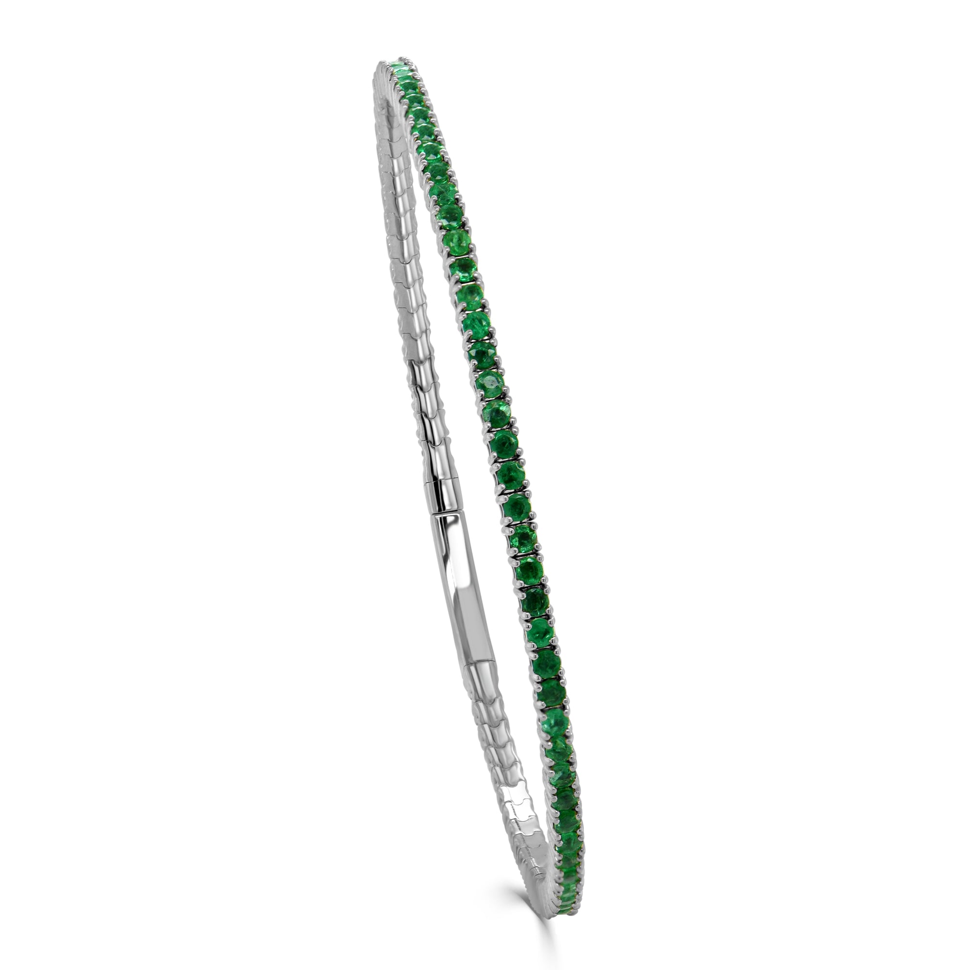 14K Gold Emerald Flexible Bangle – 2.35ct - White