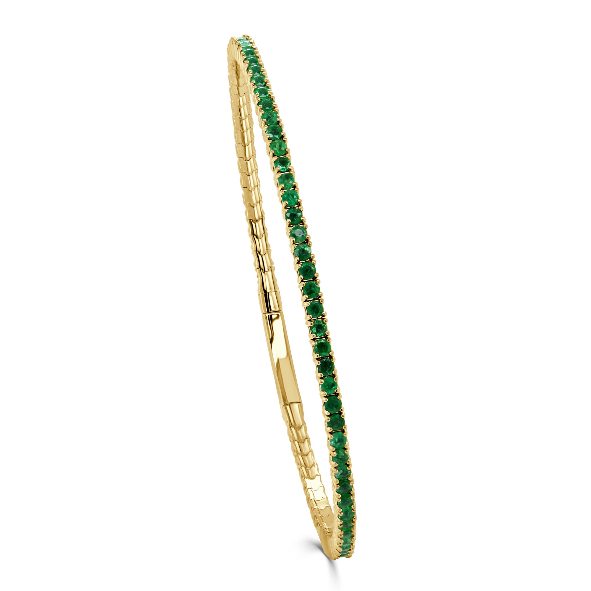 14K Gold Emerald Flexible Bangle – 2.35ct *- Yellow