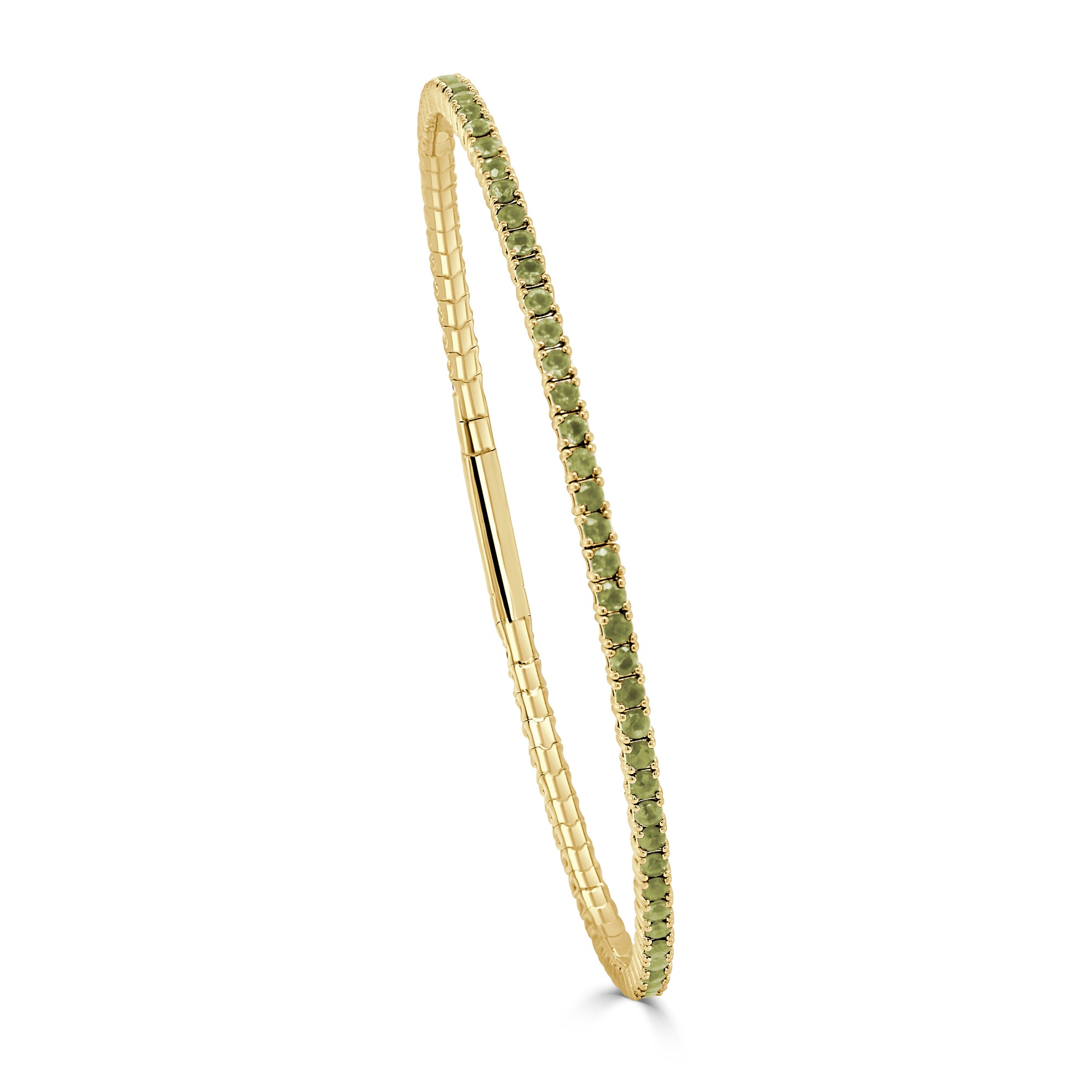 14K Gold Peridot Flexible Bangle