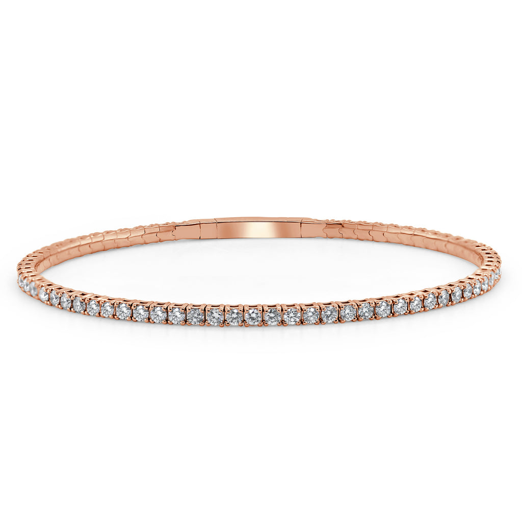 14k Gold & Diamond Flexible Bangle -Rose