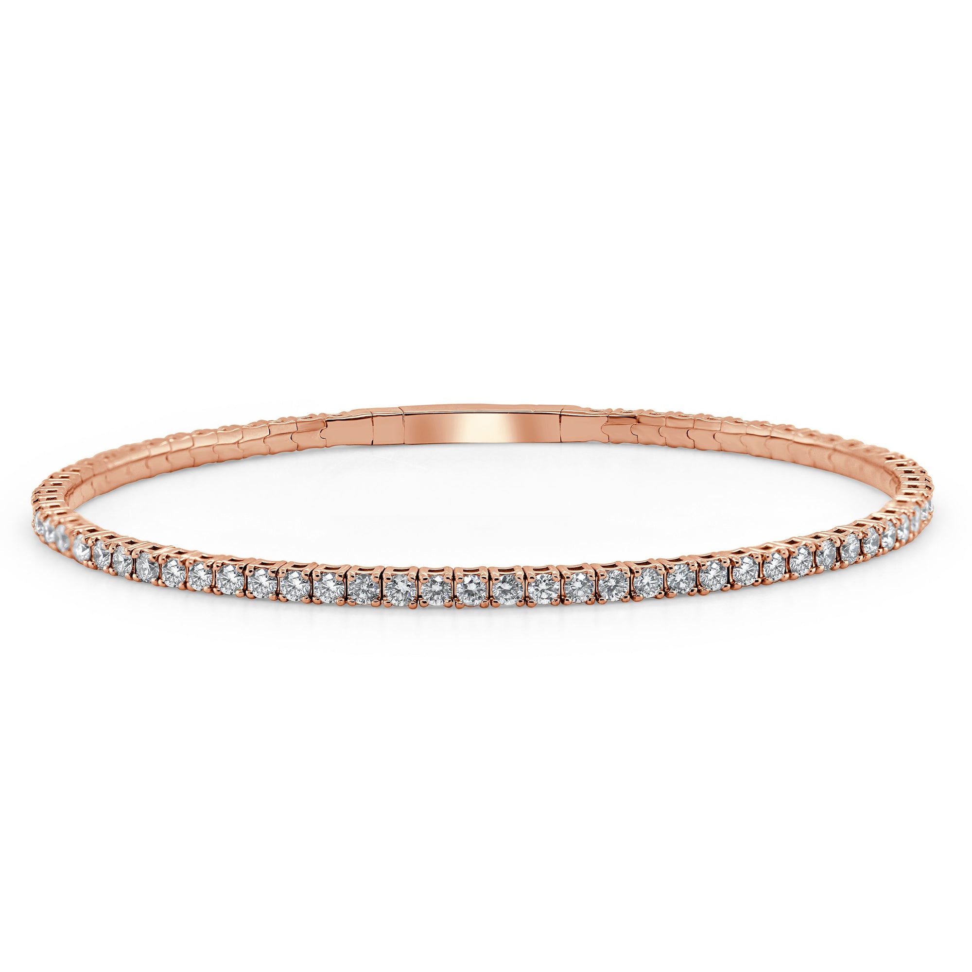 14k Gold & Diamond Flexible Bangle -Rose