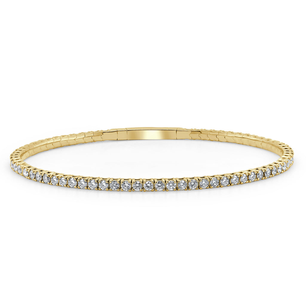 14k Gold & Diamond Flexible Bangle - Yellow