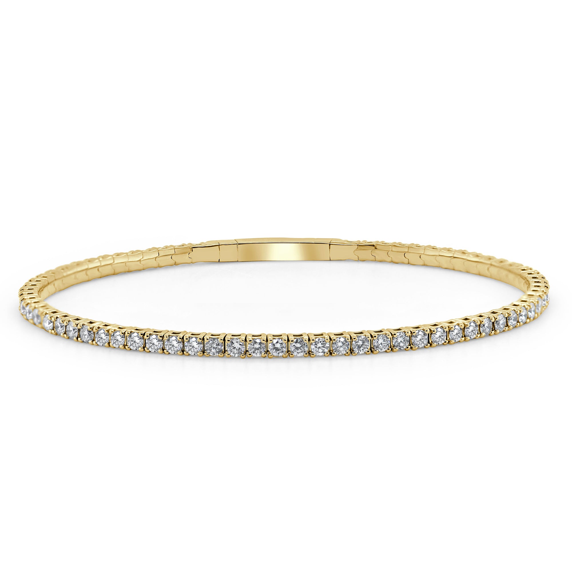 14k Gold & Diamond Flexible Bangle - Yellow