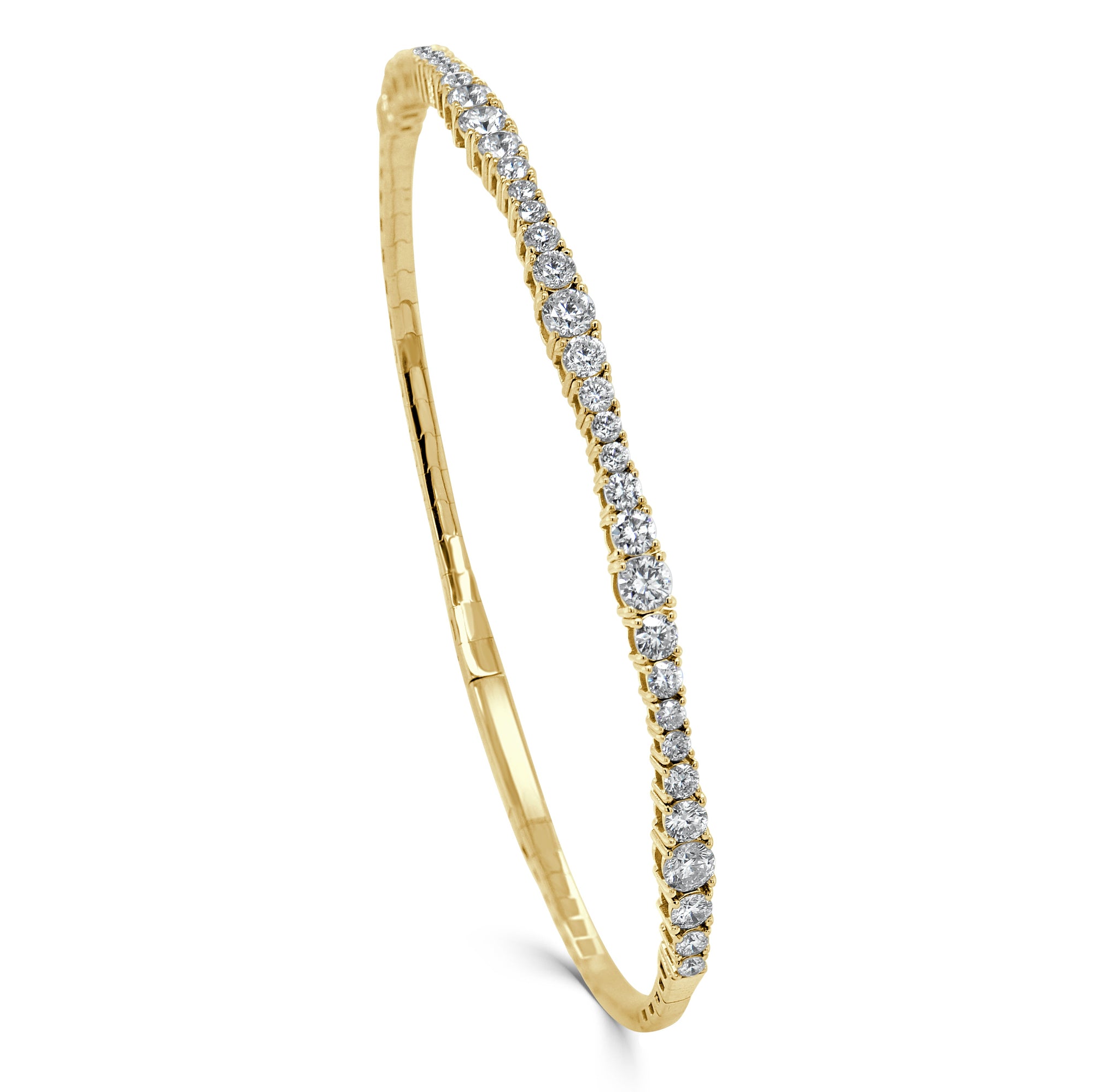 14K Gold Diamond Flexible Bangle - Yelllow