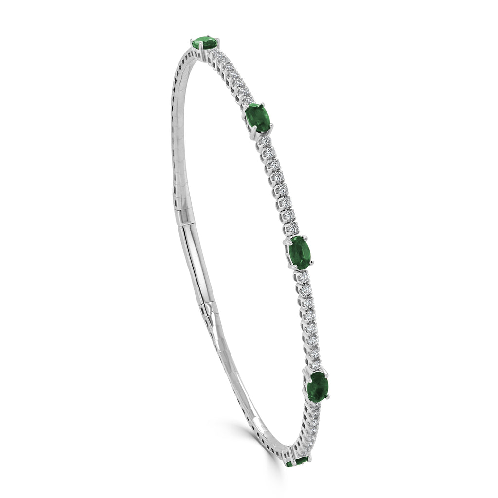 Emerald and Diamond Bangle, 14K