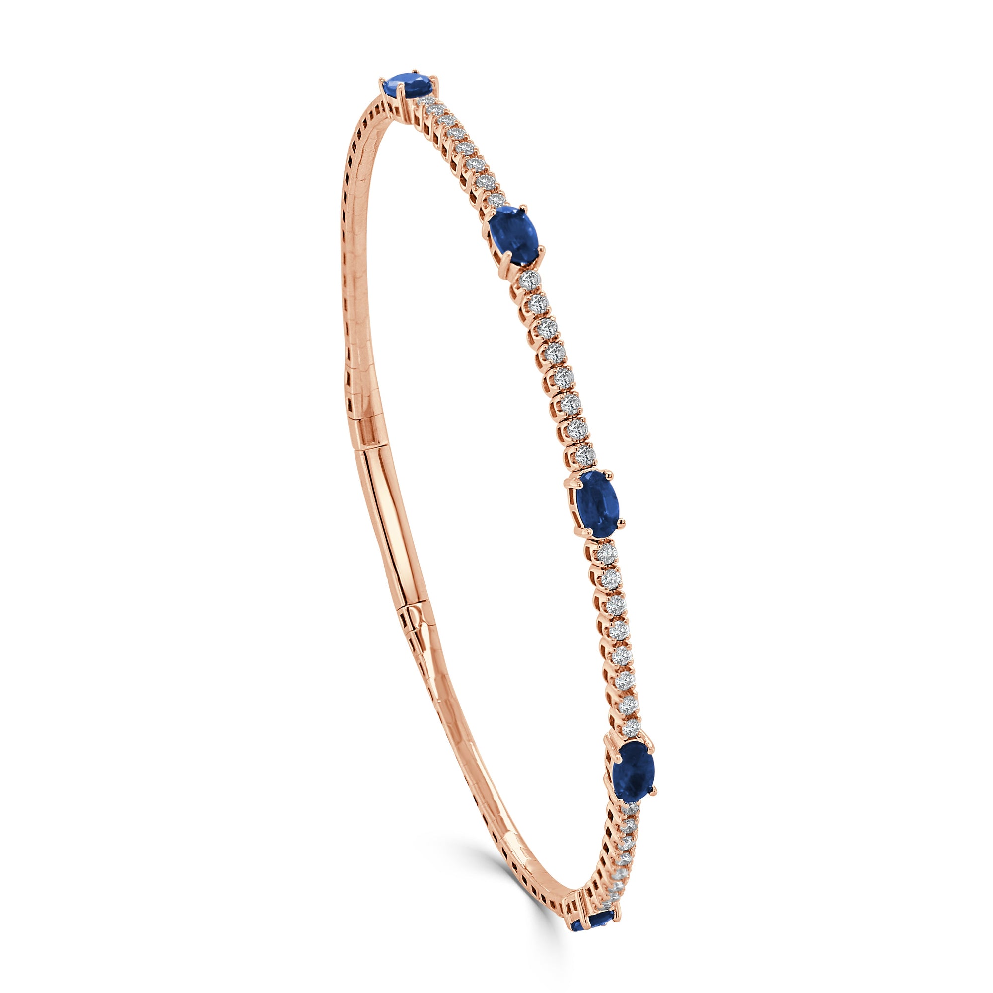 Diamond and Sapphire Flexible Station Bangle, 14K