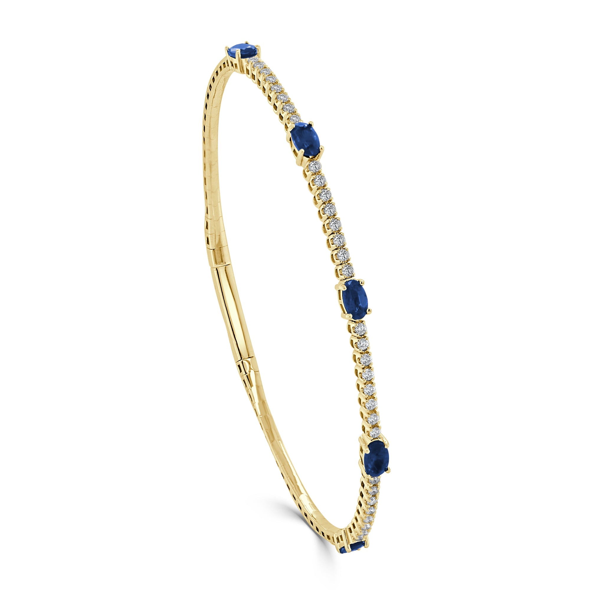 Diamond and Sapphire Flexible Station Bangle, 14K