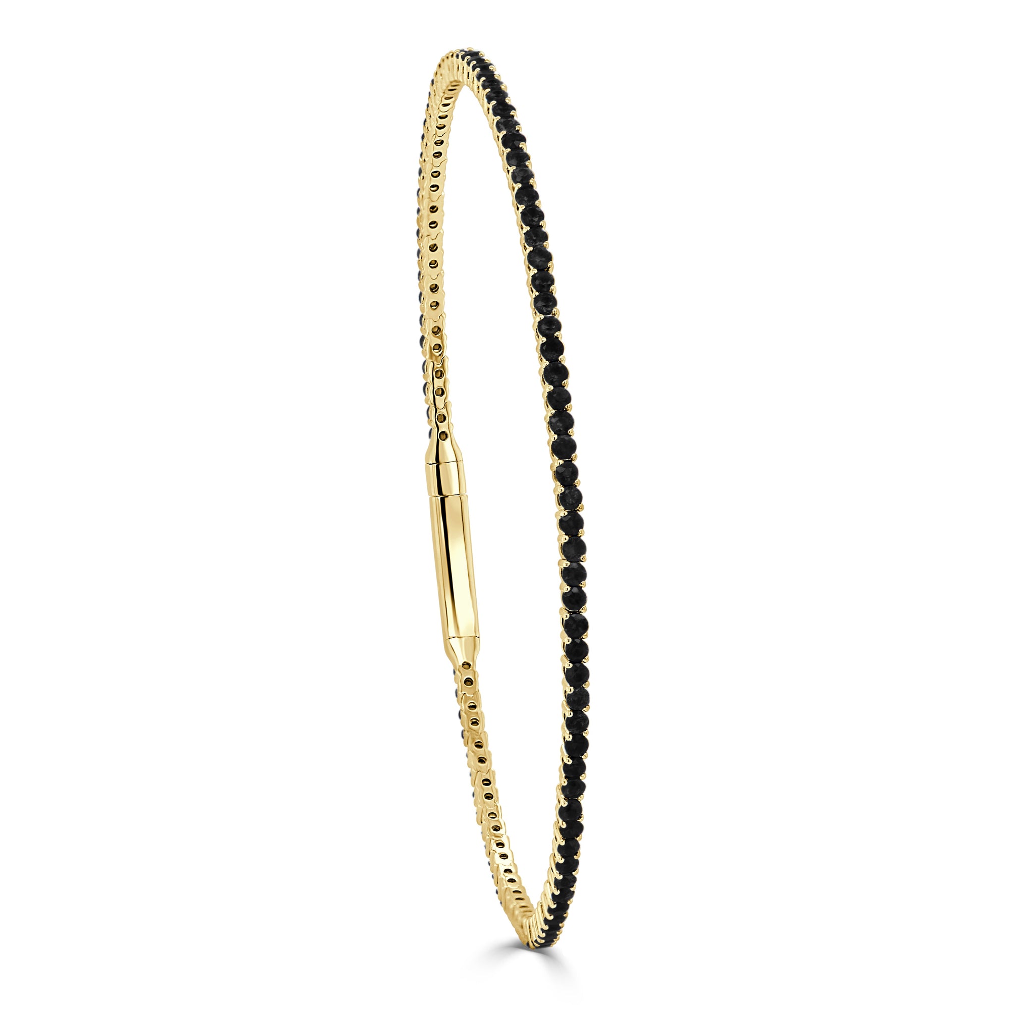 14K Gold Eternity Black Diamond Flexible Bangle - Yellow