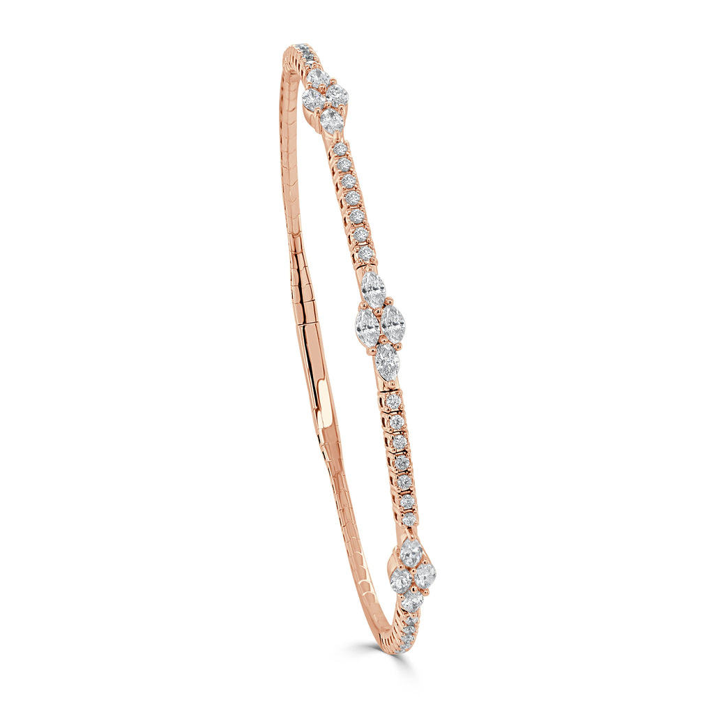 Marquise Diamond Flexible Bangle Bracelet, 14K