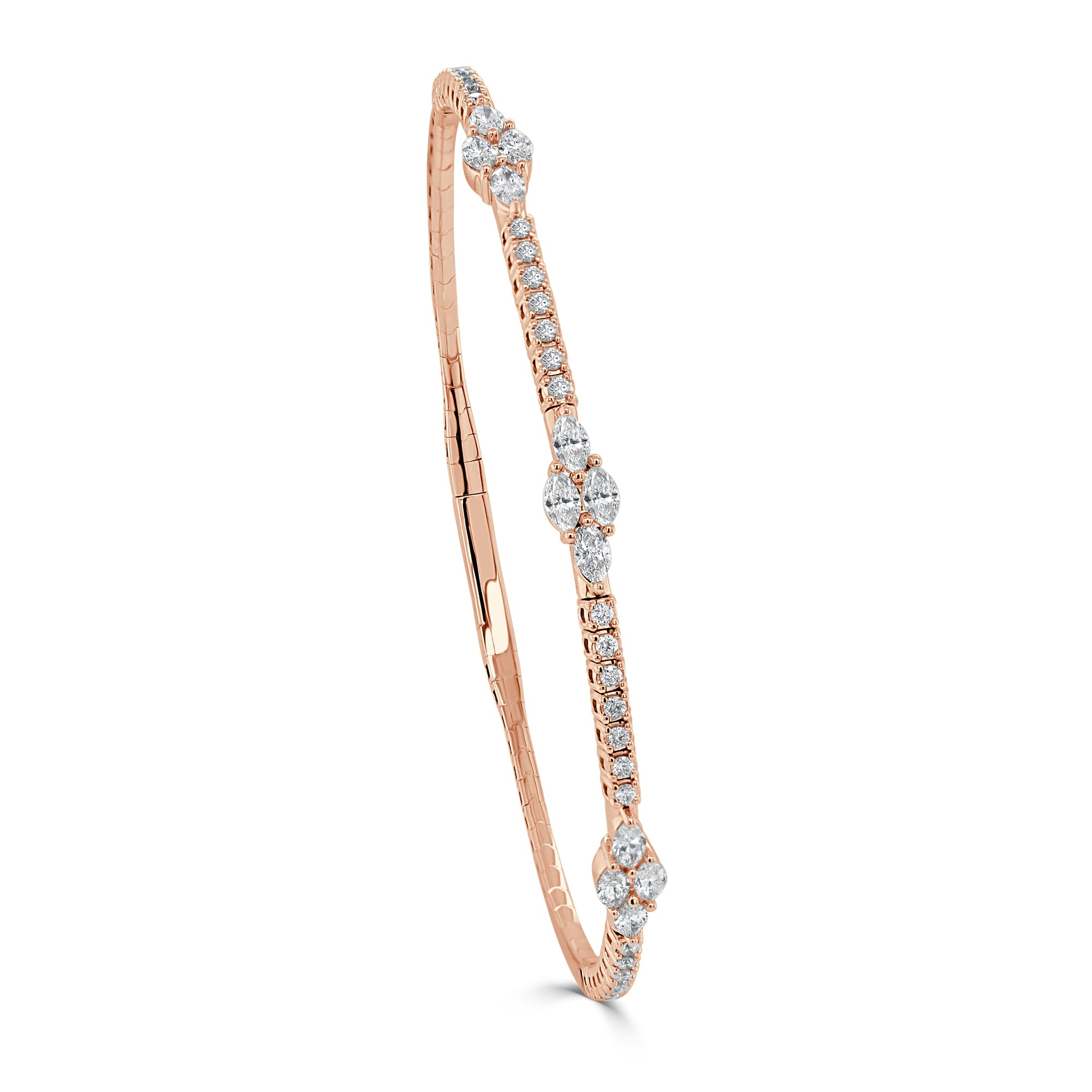 Marquise Diamond Flexible Bangle Bracelet, 14K
