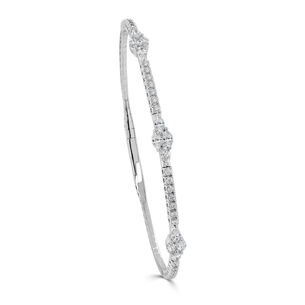 Marquise Diamond Flexible Bangle Bracelet, 14K
