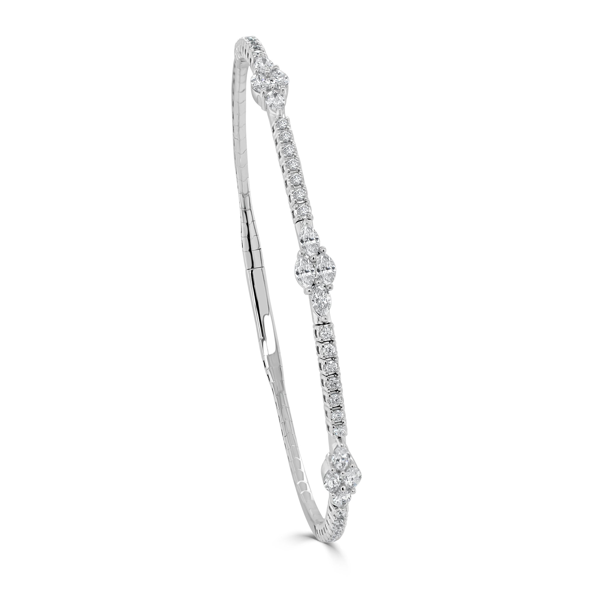 Marquise Diamond Flexible Bangle Bracelet, 14K