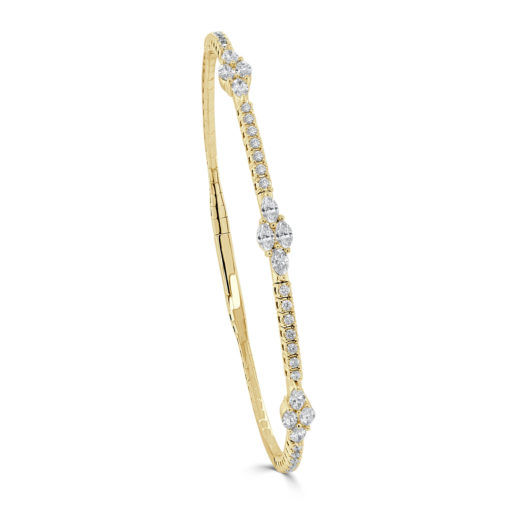 Marquise Diamond Flexible Bangle Bracelet, 14K