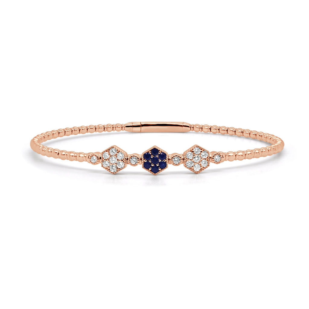 Sapphire and Diamond Flexible Bangle, 14K