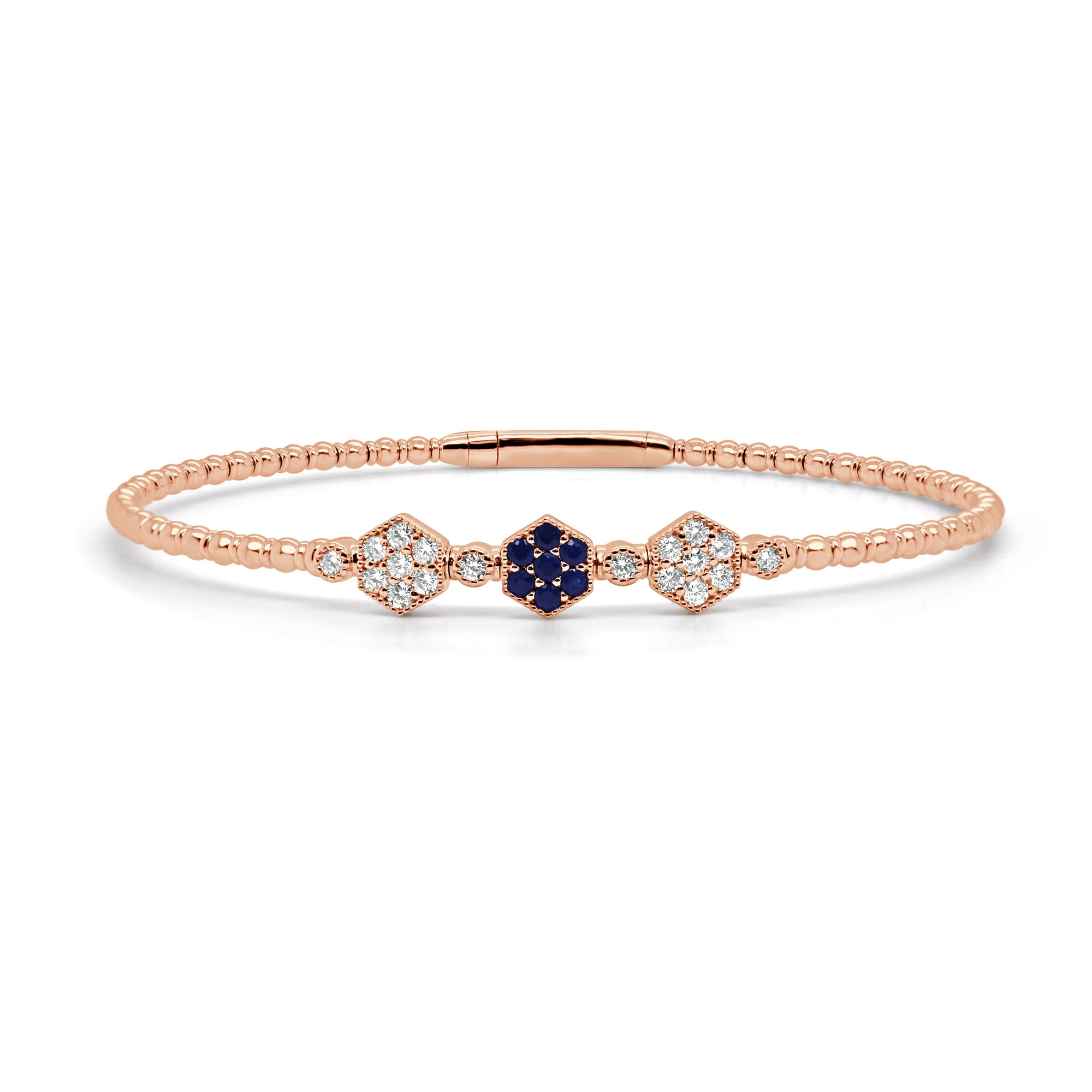 Sapphire and Diamond Flexible Bangle, 14K