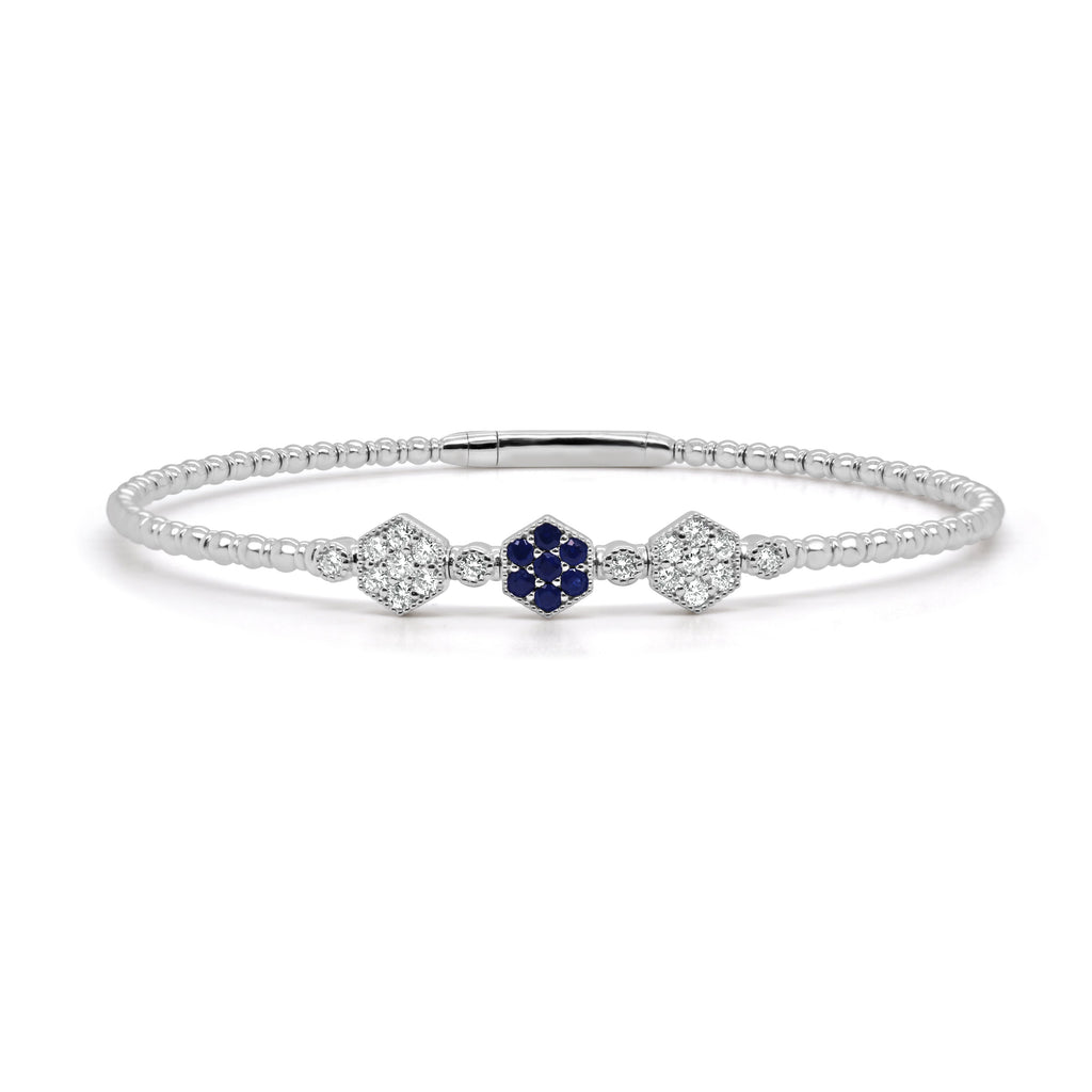 Sapphire and Diamond Flexible Bangle, 14K