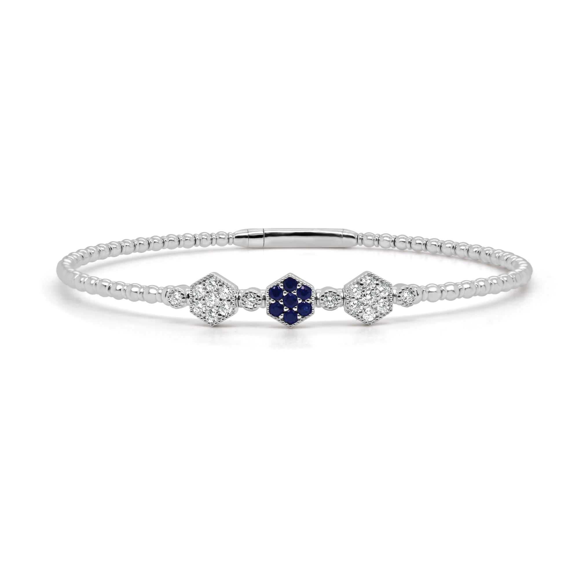 Sapphire and Diamond Flexible Bangle, 14K