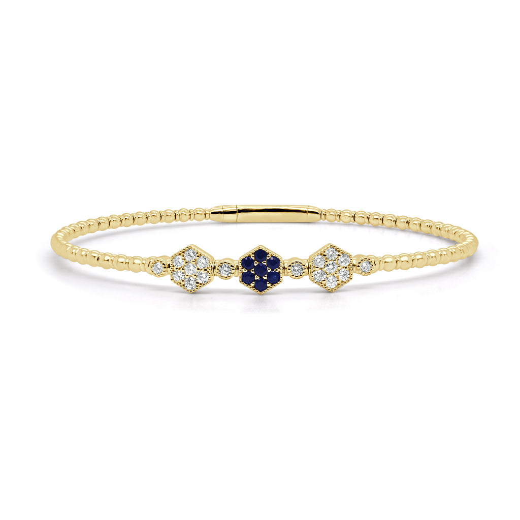 Sapphire and Diamond Flexible Bangle, 14K