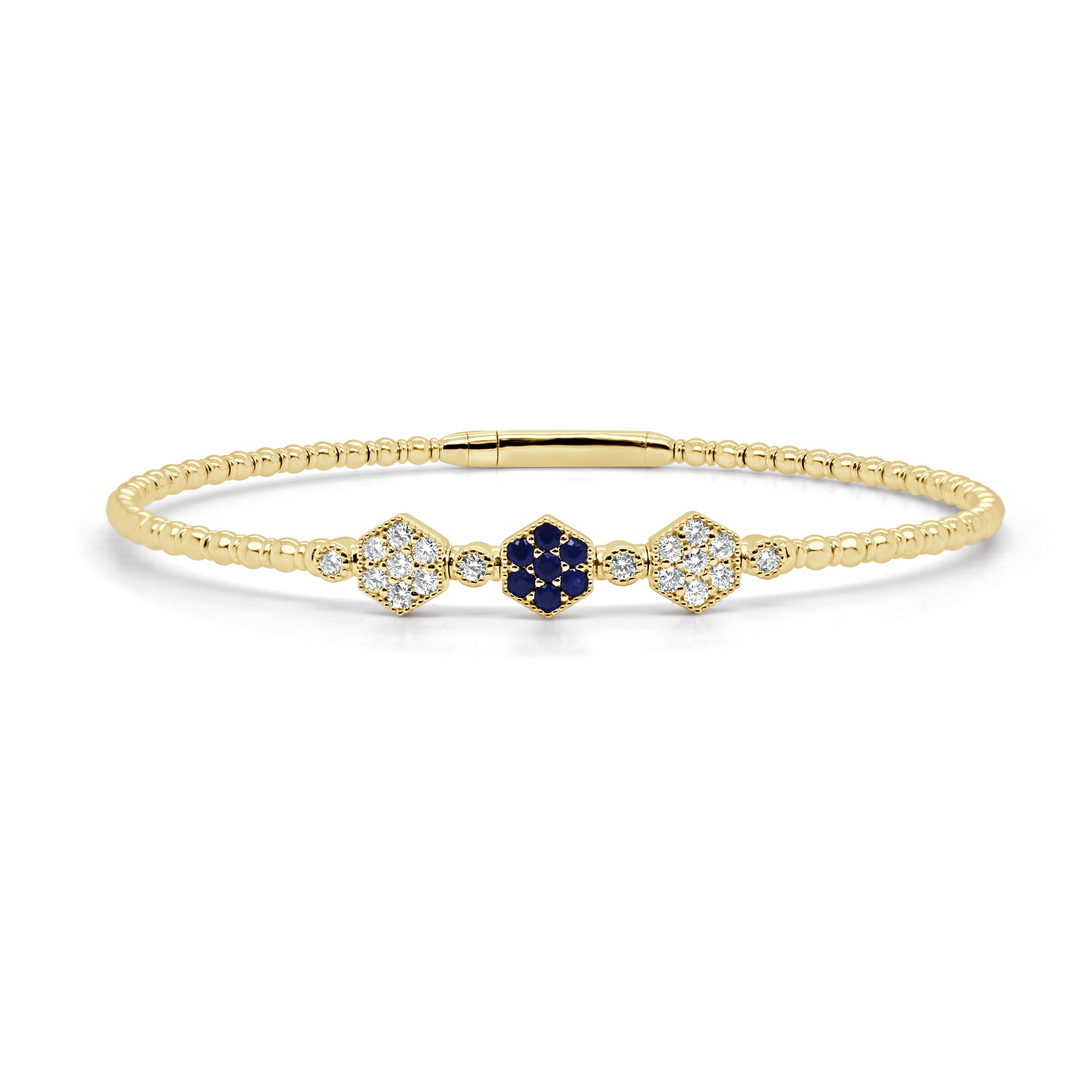 Sapphire and Diamond Flexible Bangle, 14K