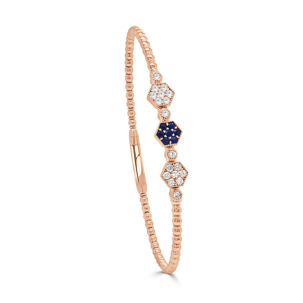 Sapphire and Diamond Flexible Bangle, 14K
