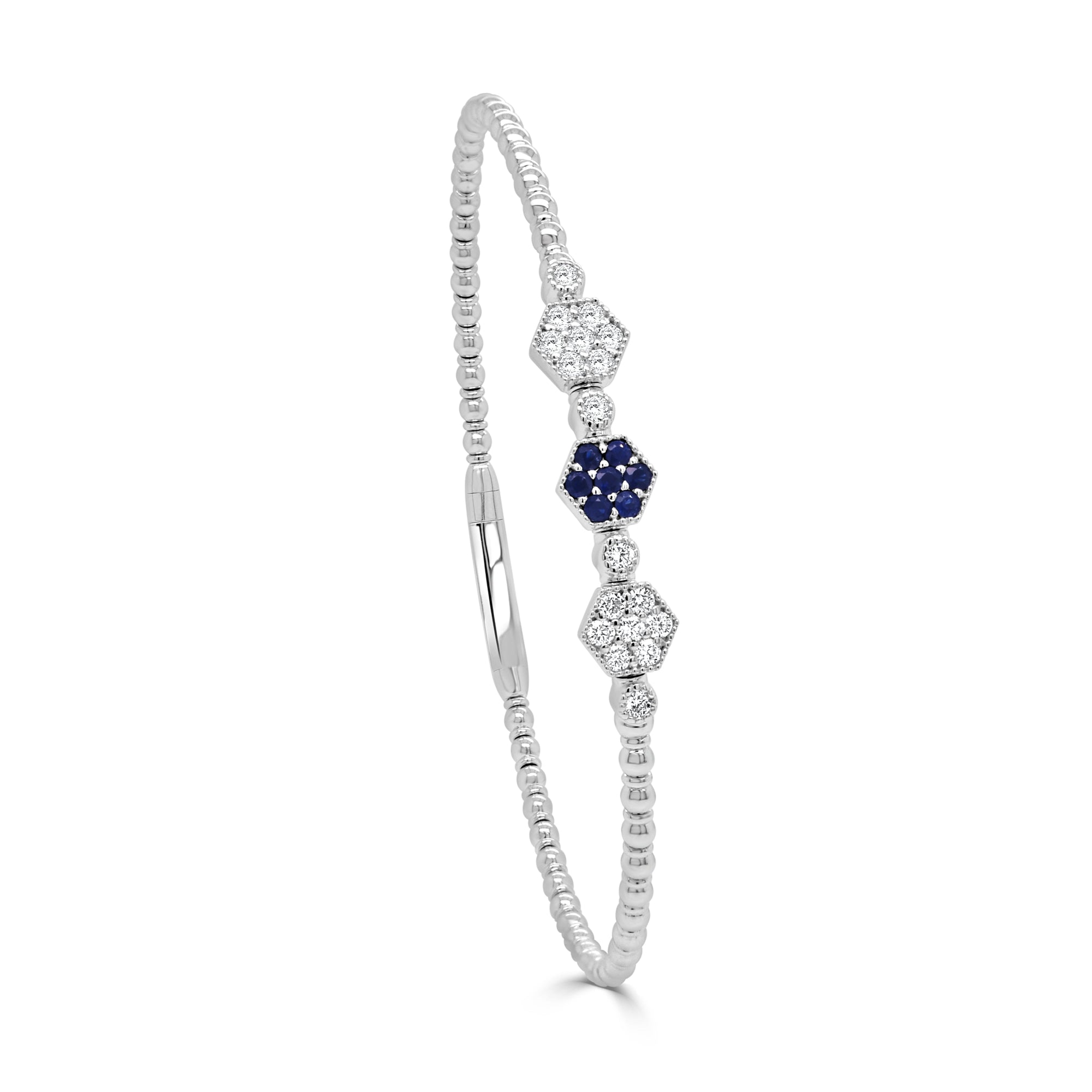 Sapphire and Diamond Flexible Bangle, 14K