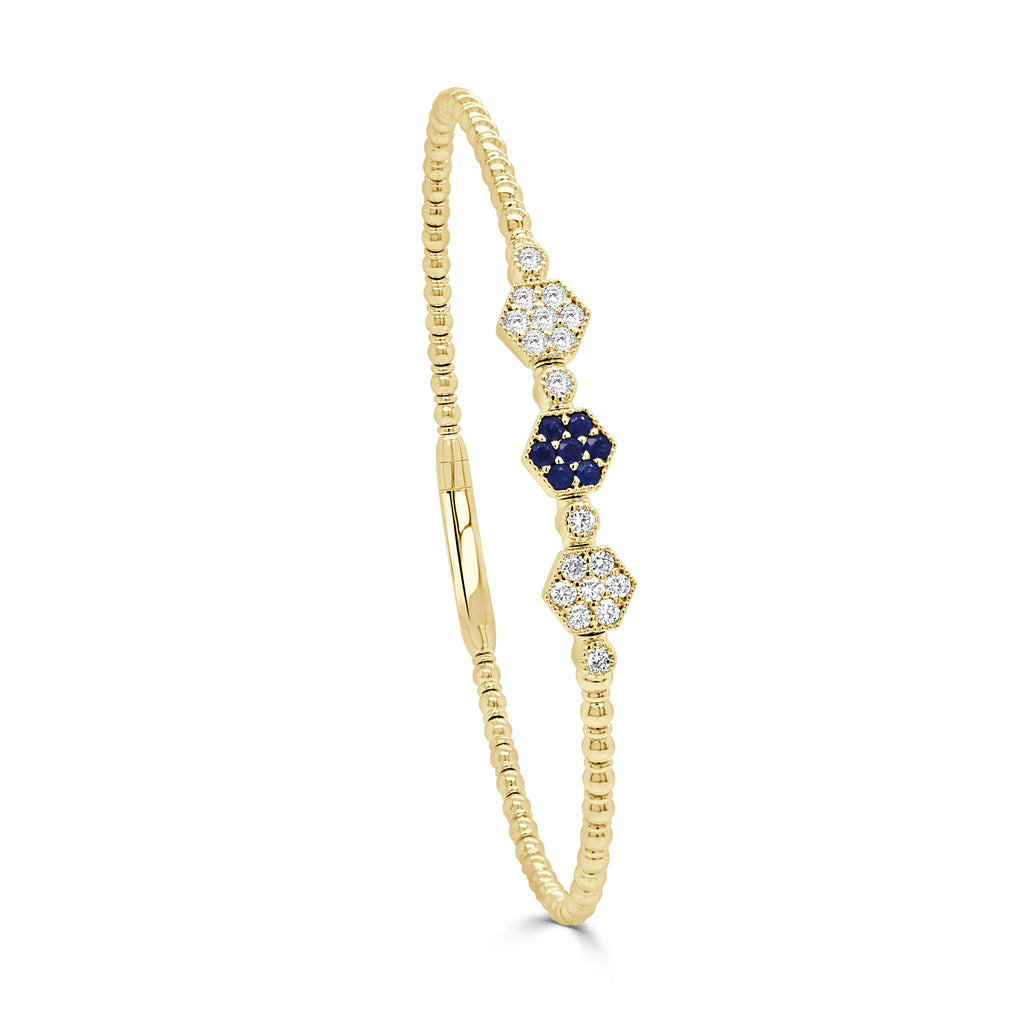 Sapphire and Diamond Flexible Bangle, 14K
